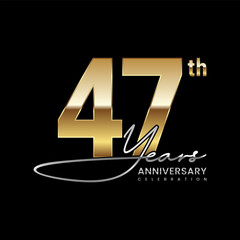 47 year anniversary. Luxury logo with golden ring style. Logo Vector Template
