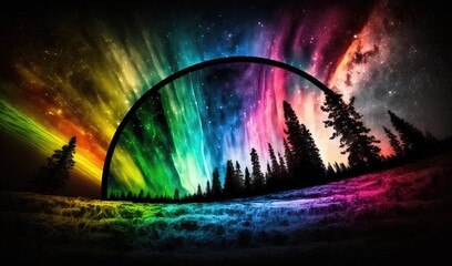  a rainbow - colored aurora a a painting of an aurora  northern light.  generative ai.  generative ai