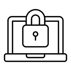 Laptop Security Outline Icon