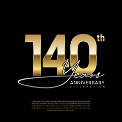 140 year anniversary. Luxury logo with golden ring style. Logo Vector Template - obrazy, fototapety, plakaty