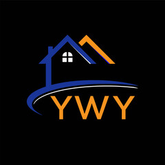 YWY House logo. KJG letter blue vector image on black background. KJG house Monogram home logo picture design and best business icon.
