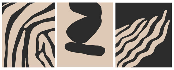 Hand drawn vector abstract graphic line simple,contemporary collection set with organic figures silhouettes shapes.Fashion feminine concept design for wall decor,print,poster,wallpaper,background.