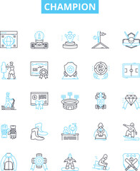 Champion vector line icons set. Victor, Hero, Winner, Premier, Winner, Conqueror, Leader illustration outline concept symbols and signs