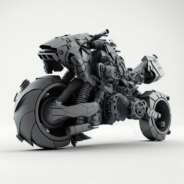 Futuristic Black Motorcycle: Captivating & Advanced Technology for the Modern People - Revolutionary Design & Sleek Aesthetics for Tomorrow's Riders - Generative AI