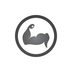 Arm muscle silhouette logo biceps icon