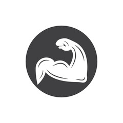 Arm muscle silhouette logo biceps icon