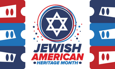 Jewish American Heritage Month. Celebrated annual in May. Jewish American contribution to the history United States. Star of David. Israel symbol. Poster, card, banner and background. Vector