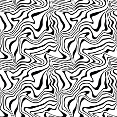 Fototapeta premium Vector seamless pattern. Abstract striped texture with bold monochrome waves. Creative background with hand drawn blots. Decorative design with distorted effect.
