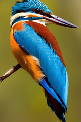 A Beautiful Kingfisher Bird With Bright Colorful Feathers created with generative AI technology