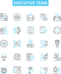 Executive team vector line icons set. Executive, Team, Leaders, Executives, Managers, Group, Board illustration outline concept symbols and signs