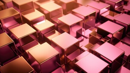 Cubes in pink 3d background made with generative ai