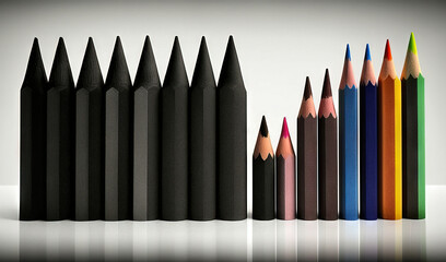  a row of colored pencils sitting next to each other.  generative ai