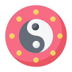 Ying Yang Flat Icon