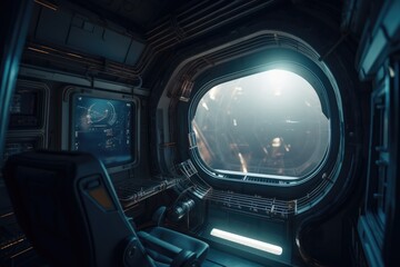Interior of a spaceship made with generated ai
