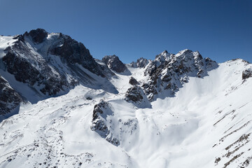 Aerial shot of mountain glacier