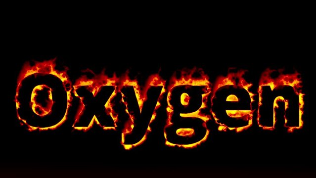 The word OXYGENE is burning in front of a dark background