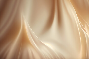 3d illustration of abstract golden wavy silk background. Smooth elegant golden silk texture. Generative AI technology.