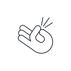 Finger snap gesture. Easy, simple.  Vector linear icon isolated on white background.
