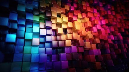 Multicolour cubes in a wall, made with generated ai