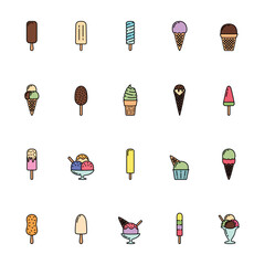 Set of color ice cream icons, vector illustration