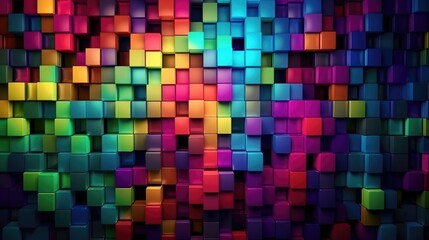 Multicolour cubes in a wall, made with generated ai