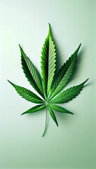 Green cannabis leaf mobile background vertical image. Generative ai illustration.