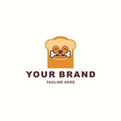 cute logo of a dog biting a bone