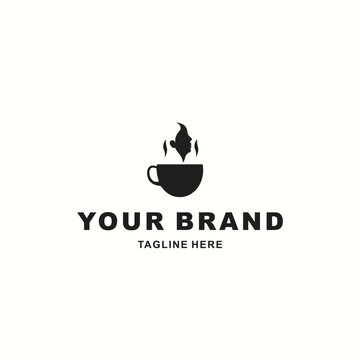 coffee logo with smoke in the shape of a woman