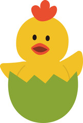 Easter chick sitting in an egg