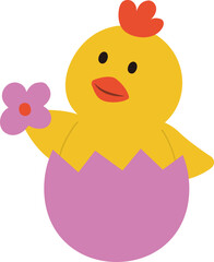 Easter chick sitting in an egg