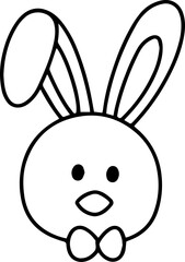 Line style coloring drawing of an Easter chick sitting in an egg