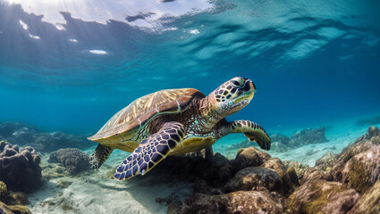 sea turtle swimming, Generative AI