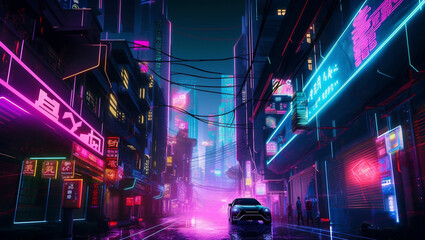 futuristic cyberpunk avenue, Generative AI
