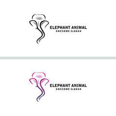 elephant animal logo design color full illustration