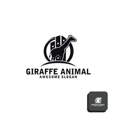 animal giraffe logo design illustration template