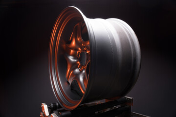 stylish sports matte gray car rims extended welded illuminated with red light for tuning and drift...