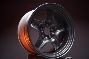 stylish sports matte gray car rims extended welded illuminated with red light for tuning and drift competitions