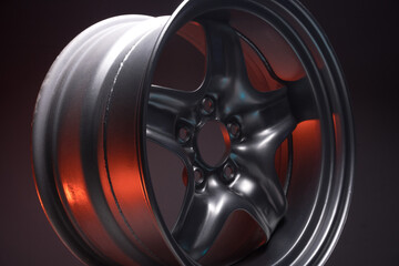 stylish sports matte gray car rims extended welded illuminated with red light for tuning and drift...