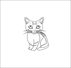Beautiful line art vector coloring page of cat.