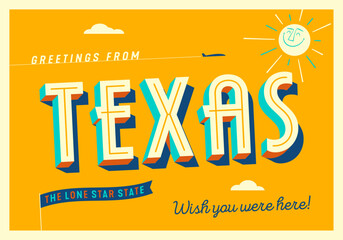 Greetings from Texas, USA - The Lone Star State - Wish you were here! - Touristic Postcard. - 583942422
