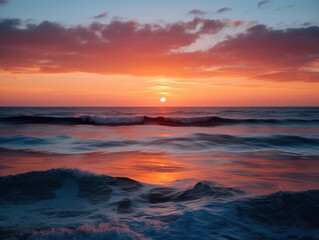 Fototapeta na wymiar a beautiful and stunning sunset over the ocean