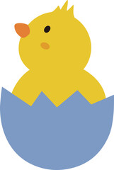 Easter chick sitting in an eggshell