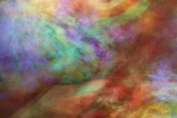 Crédence de cuisine en verre imprimé Mélange de couleurs Multicolored blurred pattern of crooked waves on a black background. Abstract fractal 3D rendering
