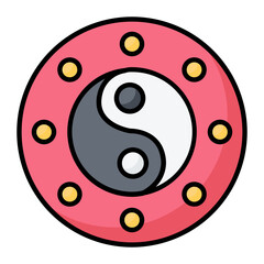 Ying Yang Line Color Icon 