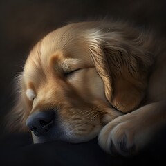 Generative AI cut golden retriever dog sleeping