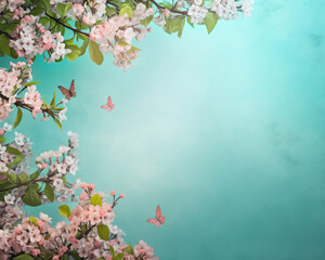 Spring background with empty space.Nature-Inspired Decoration with Empty Space. Generative AI