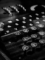 Closeup of a rare German World War II 'Enigma' machine keyboard