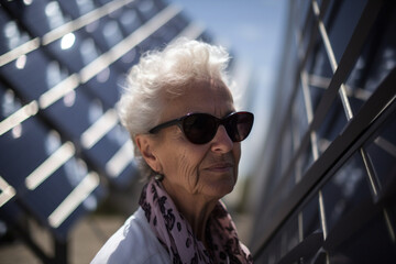 Generative ai female middle age woman quality engineer examining solar panels