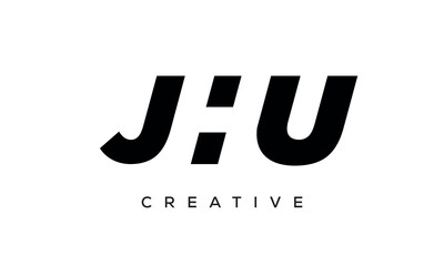 JHU letters negative space logo design. creative typography monogram vector	