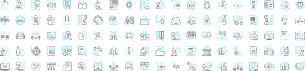 online school vector line icons set. e-learning, virtual, online, education, classes, academy, platform illustration outline concept symbols and signs